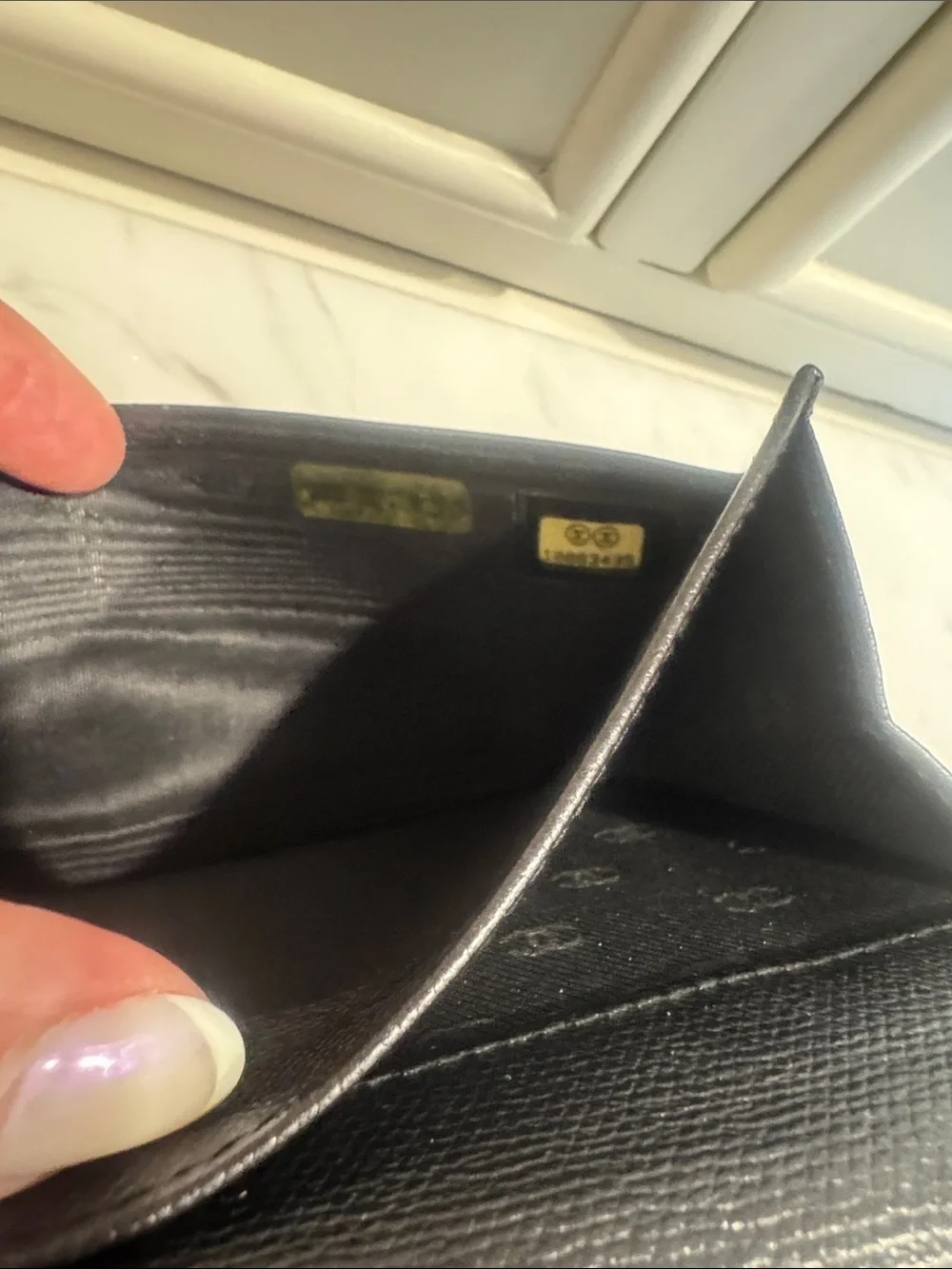 CHANEL Black Leather Long Wallet with CC Button Strap